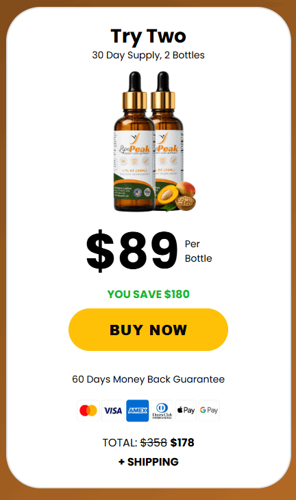 LipoPeak 2 bottles special offer $89 per bottle